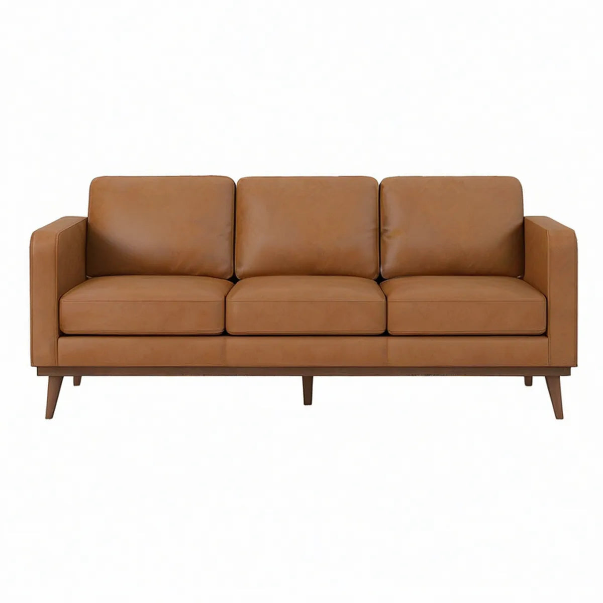 Sofá de 3 Lugares em Pele Sintética PU Castanho Camel, 200 x 85 x 84 cm