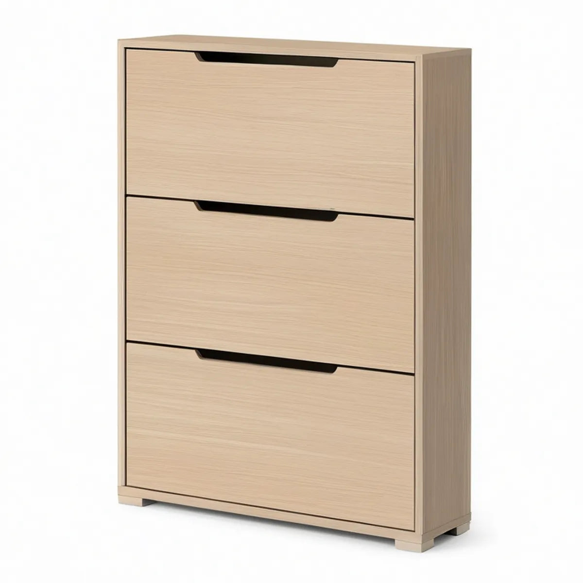 Sapateira Vertical em MDF com 3 Gavetas Basculantes Bege Claro e Preto 80 x 24 x 120 cm